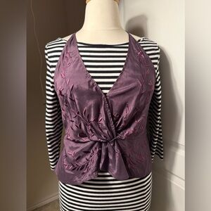 Free People Embroidered Twist Front Top In Aubergine